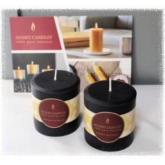 Honey Candles - NEW Black 3" Round Pillar Beeswax Candle